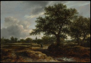 Landskab med en landsby i det fjerne
